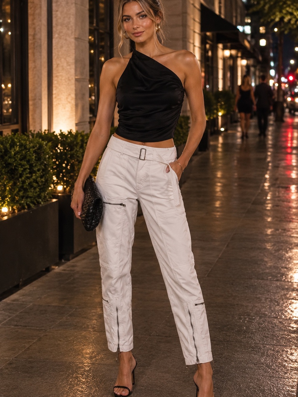 Helmut Lang White High Rise Flight Ankle Pants Womens Sz 0 30” W